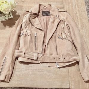 All Saints Beige Suede Freya Jacket Size 0